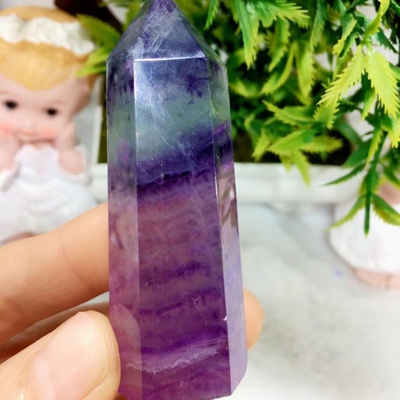 Fluorite Point  3 'Purple  Green  Blue Rainbow - Picture 2 of 3